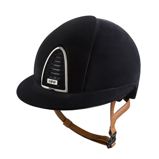 KEP Cromo 2.0 Velvet Schwarz - CHROME Schwarz Rahmen - Polo Visier - Beige Beriemung