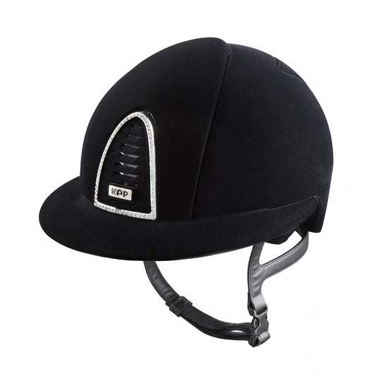 KEP Cromo 2.0 Velvet Schwarz - CHROME Rahmen mit weiß Glitzersteinen - Polo Visier