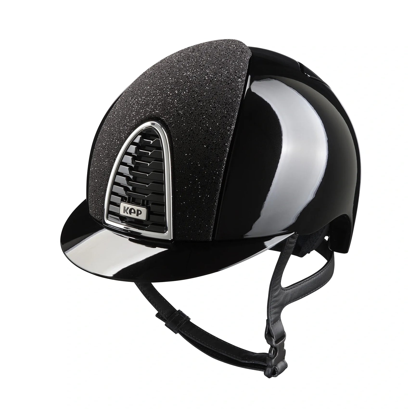 KEP Cromo 2.0 Glänzend Metal Schwarz - Glänzend Schwarz Rahmen, Gitter und KEP Logo - CHROME Untergitter - Vorderteil Einsatz "Vanity" Schwarz - SHINY KEP LOGO Schwarz Zircons - standard Visier