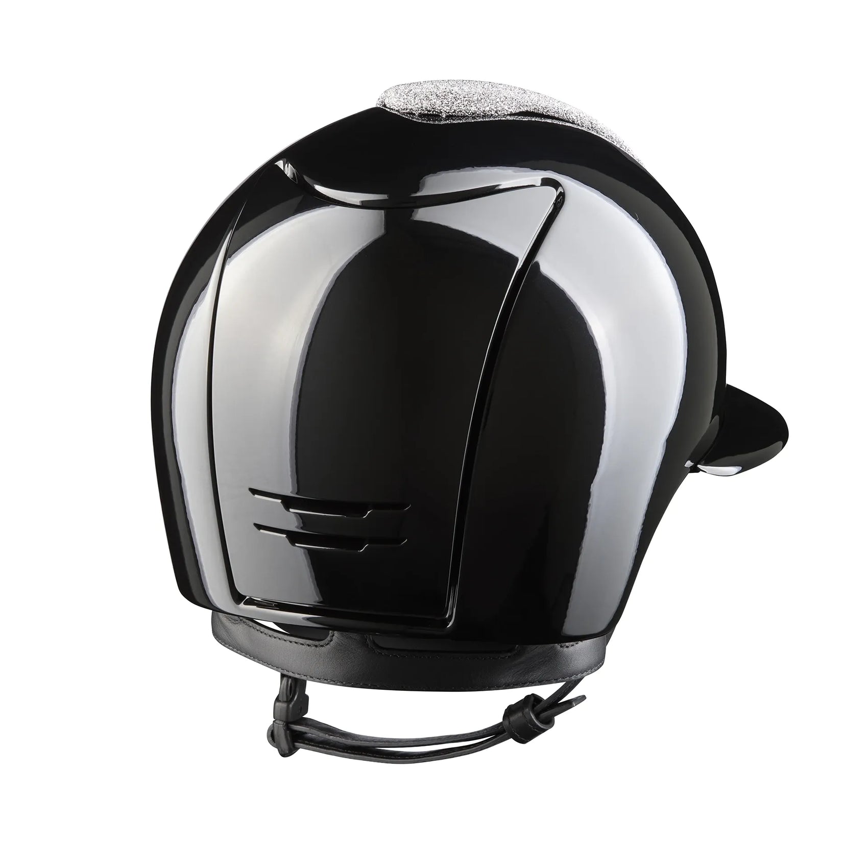 KEP Cromo 2.0 Glänzend Metal Schwarz - Glänzend Schwarz Rahmen, Gitter und KEP Logo - CHROME Untergitter - Vorderteil Einsatz "Vanity" Silber - SHINY KEP LOGO Schwarz Zircons - Polo Visier