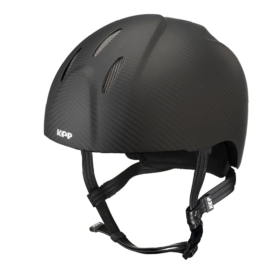 Schale Schwarz Crown IN Carbon mit Jockey Visier und STAINLESS STEEL Verschluss - standard Beriemung - Piping