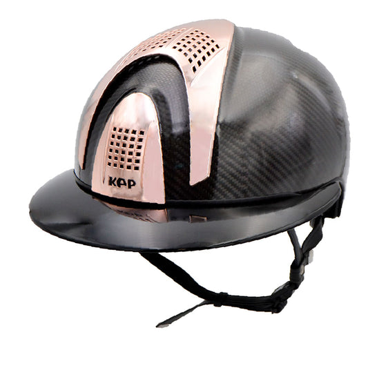 SHINY Schwarz Crown IN Carbon mit Metal Schwarz Polo Visier und Oberteil, Vorderteil und Hinterteil Einsatz ROSE GOLD - (3 COP.)