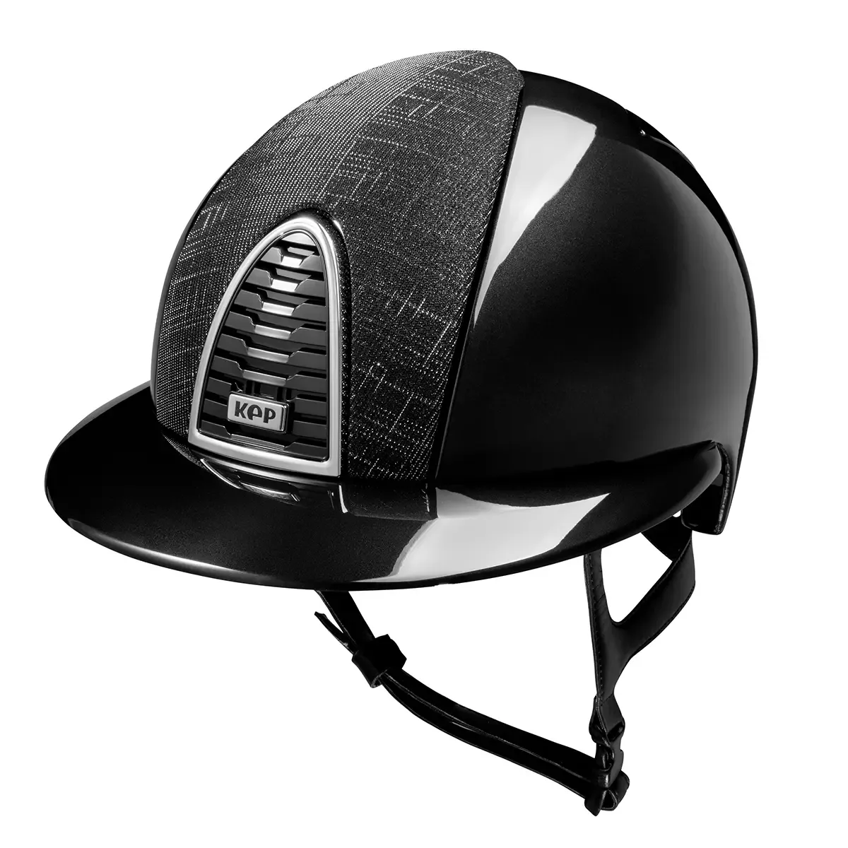 KEP Cromo 2.0 Shine Schwarz - CHROME Rahmen - Raw Schwarz Gitter, Untergitter und KEP Logo - Shine Schwarz Polo Visier - Vorderteil Einsatz GALASSIA Schwarz