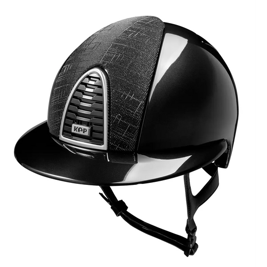 KEP Cromo 2.0 Shine Schwarz - CHROME Rahmen - Raw Schwarz Gitter, Untergitter und KEP Logo - Shine Schwarz Polo Visier - Vorderteil Einsatz GALASSIA Schwarz