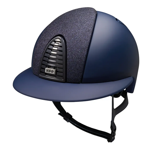 KEP Cromo 2.0 Matt Blau - Raw Blau Rahmen, Gitter, Untergitter und KEP Logo - Matt Blau Visier - Vorderteil Einsatz Glitzer Blau - Polo Visier