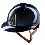 KEP Cromo 2.0 Shine Blau - CHROME Rahmen - Raw Blau Gitter, Untergitter und KEP Logo - Shine Blau Polo Visier - Ecoleder Beige Beriemung