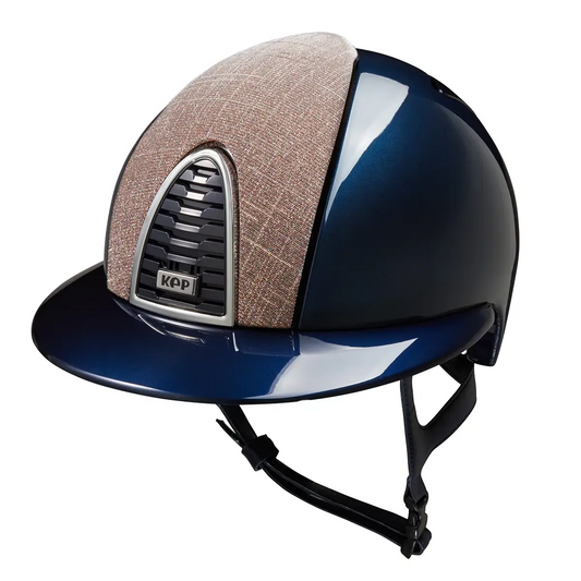 KEP Cromo 2.0 Shine Blau - CHROME Rahmen - Raw Blau Gitter, Untergitter und KEP Logo - Shine Polo Blau Visier - Vorderteil Einsatz GALASSIA Pink