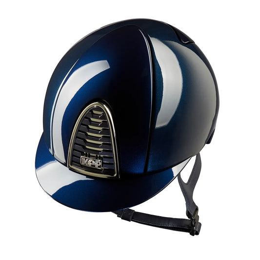 KEP Cromo 2.0 Shine Blau - CHROME Silber Rahmen, Untergitter und KEP Logo - Raw Gitter - KEP LOGO SUEDE mit Glitzersteinen - Shine Blau standard Visier