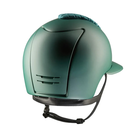 KEP Cromo 2.0 Textile Grün JAGUAR - CHROME mit Glitzersteinen weiß Rahmen - CHROME Untergitter und KEP Logo - Textile Grün JAGUAR Gitter - Schwarz Beriemung - Vorderteil Einsatz Milano Velvet SHINING Grün - Polo Visier