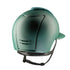 KEP Cromo 2.0 Textile Grün JAGUAR - CHROME mit Glitzersteinen weiß Rahmen - CHROME Untergitter und KEP Logo - Textile Grün JAGUAR Gitter - Schwarz Beriemung - Vorderteil Einsatz Milano Velvet SHINING Grün - Polo Visier