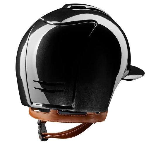 KEP Cromo 2.0 Shine Schwarz - CHROME Rahmen - Raw Schwarz Gitter, Untergitter und KEP Logo - Shine Schwarz Polo Visier - Ecoleder Beige Beriemung