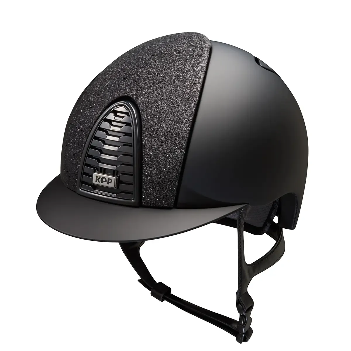 KEP Cromo 2.0 Matt Schwarz - Raw Schwarz Rahmen, Gitter, Untergitter und KEP Logo - Matt Schwarz Visier - Vorderteil Einsatz Glitzer Schwarz