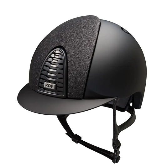 KEP Cromo 2.0 Matt Schwarz - Raw Schwarz Rahmen, Gitter, Untergitter und KEP Logo - Matt Schwarz Visier - Vorderteil Einsatz Glitzer Schwarz