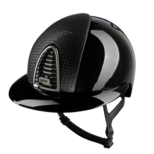 KEP Cromo 2.0 Glänzend Metal Schwarz - CHROME Rahmen, Untergitter und KEP Logo - Glänzend Schwarz Gitter - Vorderteil Einsatz "Verona" Schwarz/CHROME - Polo Visier