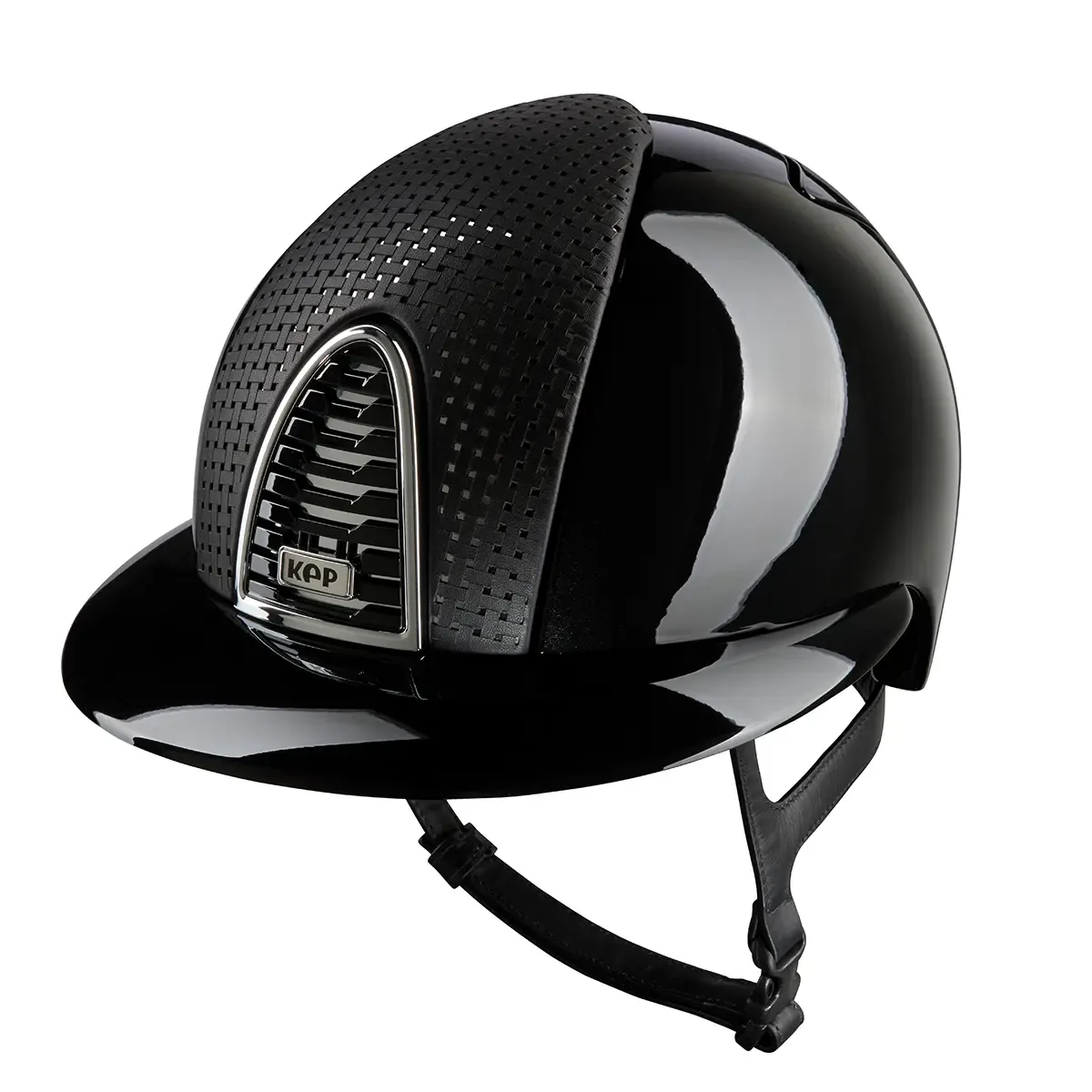 KEP Cromo 2.0 Glänzend Metal Schwarz - CHROME Rahmen, Untergitter und KEP Logo - Glänzend Schwarz Gitter - Vorderteil Einsatz "Verona" Schwarz/CHROME - Polo Visier