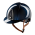 KEP Cromo 2.0 Shine Blau - CHROME Rahmen - Raw Blau Gitter, Untergitter und KEP Logo - Shine Blau Visier - Ecoleder Beige Beriemung
