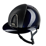 KEP Cromo 2.0 Glänzend Metal Blau - CHROME Rahmen mit weiß Glitzersteinen - CHROME Untergitter und KEP Logo - Glänzend Blau Gitter - Vorderteil Einsatz "Verona" Blau/CHROME - Polo Visier