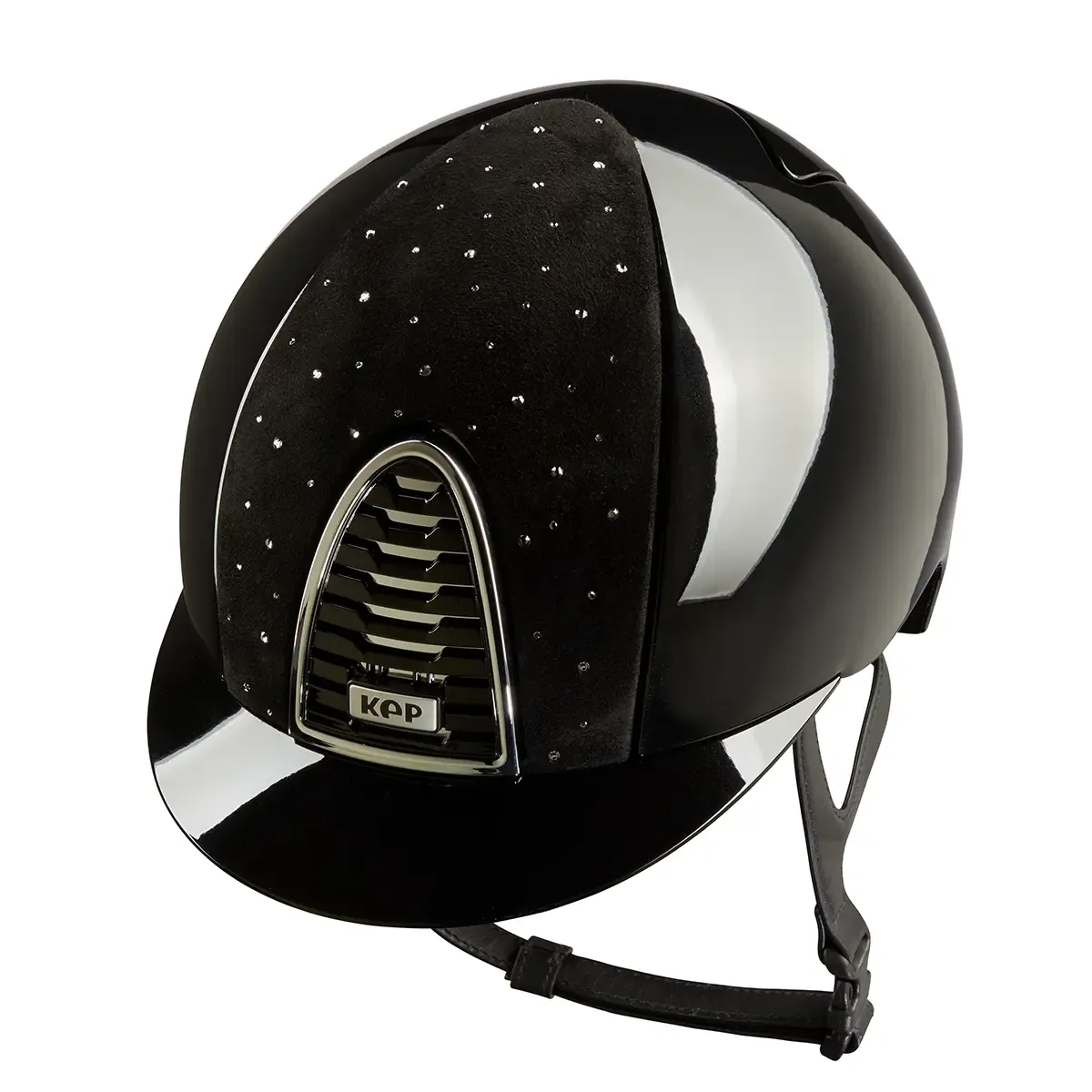 KEP Cromo 2.0 Glänzend Schwarz - CHROME Rahmen und Untergitter - Glänzend Schwarz Gitter - Raw Schwarz KEP Logo - standard Visier - Vorderteil Einsatz DROP Schwarz
