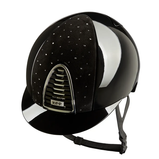 KEP Cromo 2.0 Glänzend Schwarz - CHROME Rahmen und Untergitter - Glänzend Schwarz Gitter - Raw Schwarz KEP Logo - standard Visier - Vorderteil Einsatz DROP Schwarz