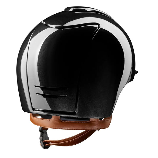 KEP Cromo 2.0 Shine Schwarz - CHROME Rahmen - Raw Schwarz Gitter, Untergitter und KEP Logo - Shine Schwarz Visier - Ecoleder Beige Beriemung