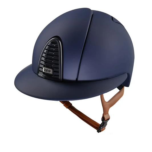 KEP Cromo 2.0 Matt Blau - Raw Blau Rahmen, Gitter, Untergitter und KEP Logo - Matt Blau Polo Visier - Ecoleder Beige Beriemung