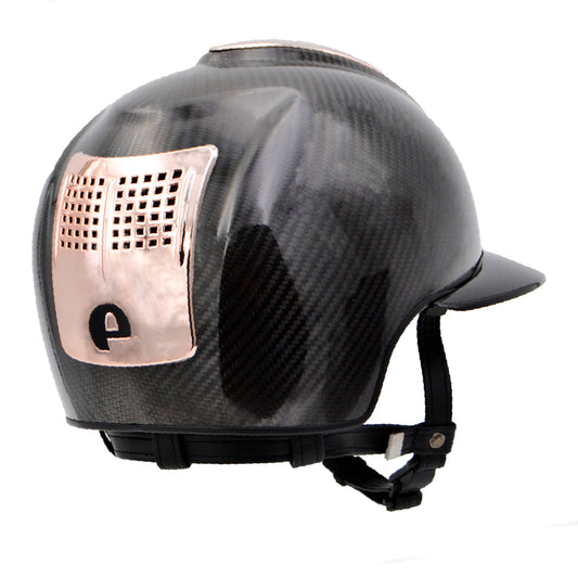 SHINY Schwarz Crown IN Carbon mit Metal Schwarz Polo Visier und Oberteil, Vorderteil und Hinterteil Einsatz ROSE GOLD - (3 COP.)