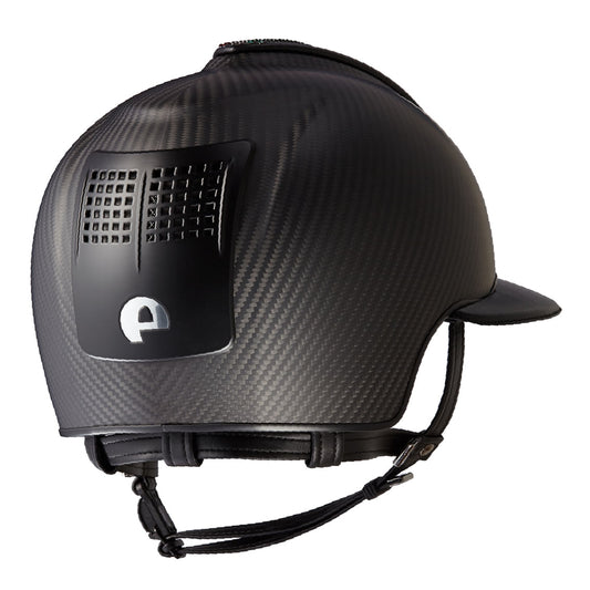 Schale Schwarz Crown IN Carbon mit Leder Schwarz Polo Visier, Vorderteil und Oberteil Leder Schwarz mit Glitzersteinen italienische Flagge, Hinterteil Einsatz Matt Schwarz - (3 COP)