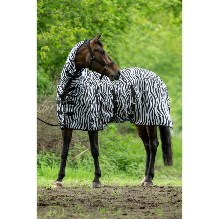 Fliegendecke - Zebra - mit Halsteil und Bauchlatz