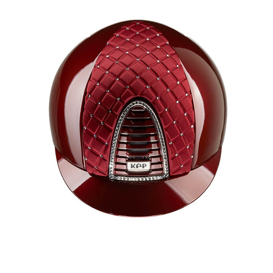 KEP Cromo 2.0 Metal BORDEUAX - CHROME Rahmen mit Silber night Glitzersteinen - CHROME Untergitter - Metal BORDEUAX GIRD und KEP Logo - Milano Bordeaux Vorderteil Einsatz mit Silber night Glitzersteinen - Bordeaux Beriemung