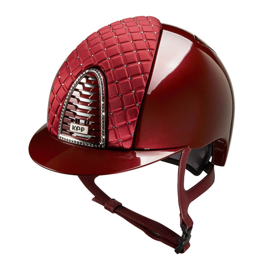KEP Cromo 2.0 Metal BORDEUAX - CHROME Rahmen mit Silber night Glitzersteinen - CHROME Untergitter - Metal BORDEUAX GIRD und KEP Logo - Milano Bordeaux Vorderteil Einsatz mit Silber night Glitzersteinen - Bordeaux Beriemung