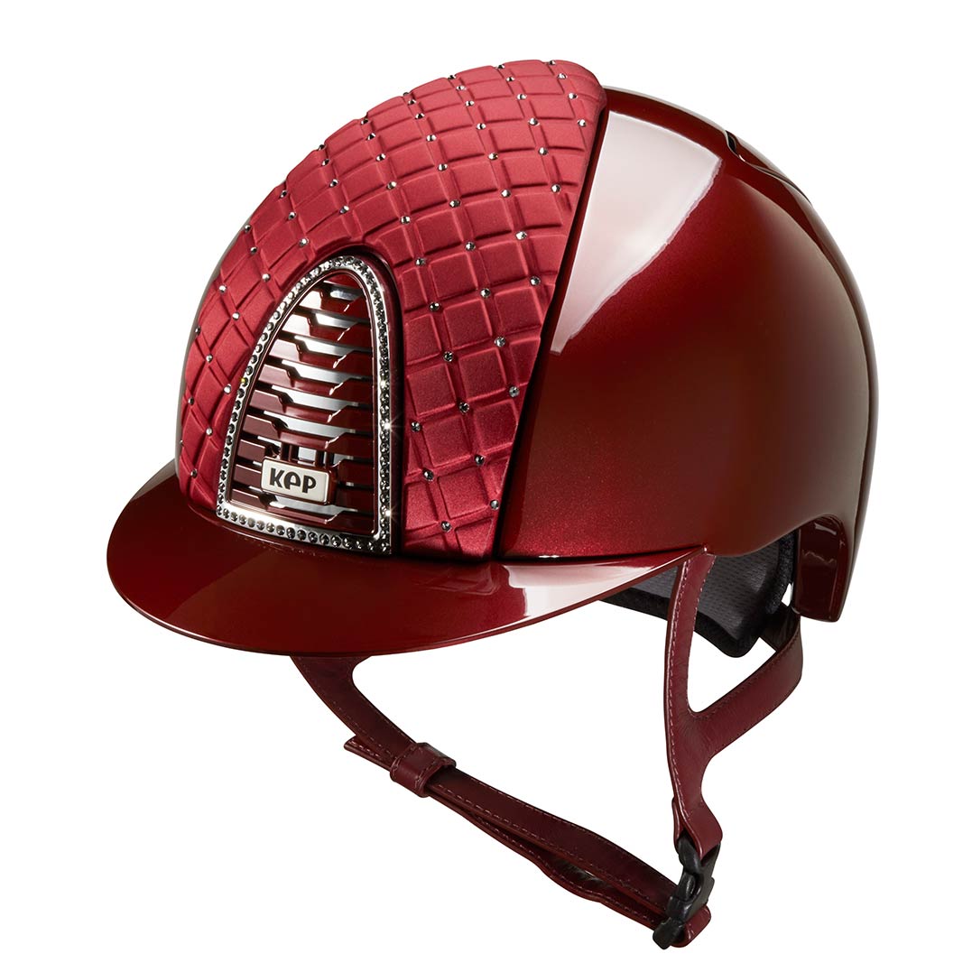KEP Cromo 2.0 Metal BORDEUAX - CHROME Rahmen mit Silber night Glitzersteinen - CHROME Untergitter - Metal BORDEUAX GIRD und KEP Logo - Milano Bordeaux Vorderteil Einsatz mit Silber night Glitzersteinen - Bordeaux Beriemung
