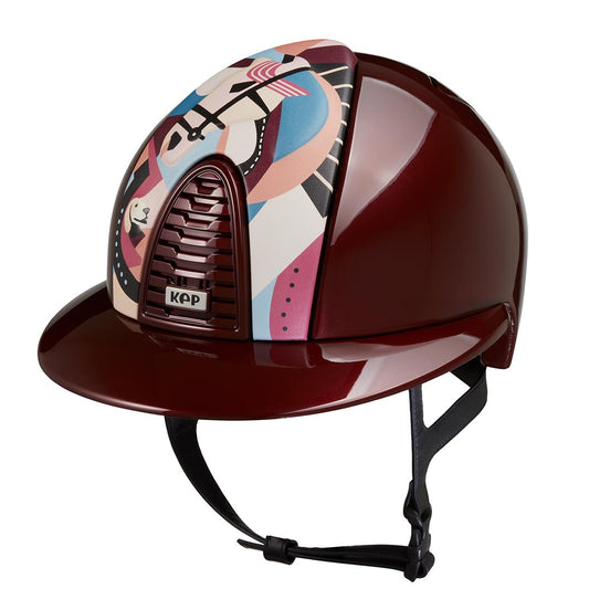 KEP Cromo 2.0 Metal BORDEUAX - Metal BORDEUAX VENT und Polo Visier - PEGASUS Pink Vorderteil Einsatz - Schwarz Beriemung