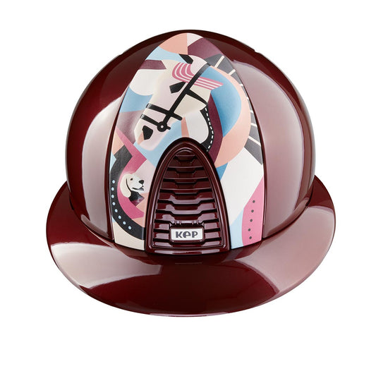 KEP Cromo 2.0 Metal BORDEUAX - Metal BORDEUAX VENT und Polo Visier - PEGASUS Pink Vorderteil Einsatz - Schwarz Beriemung