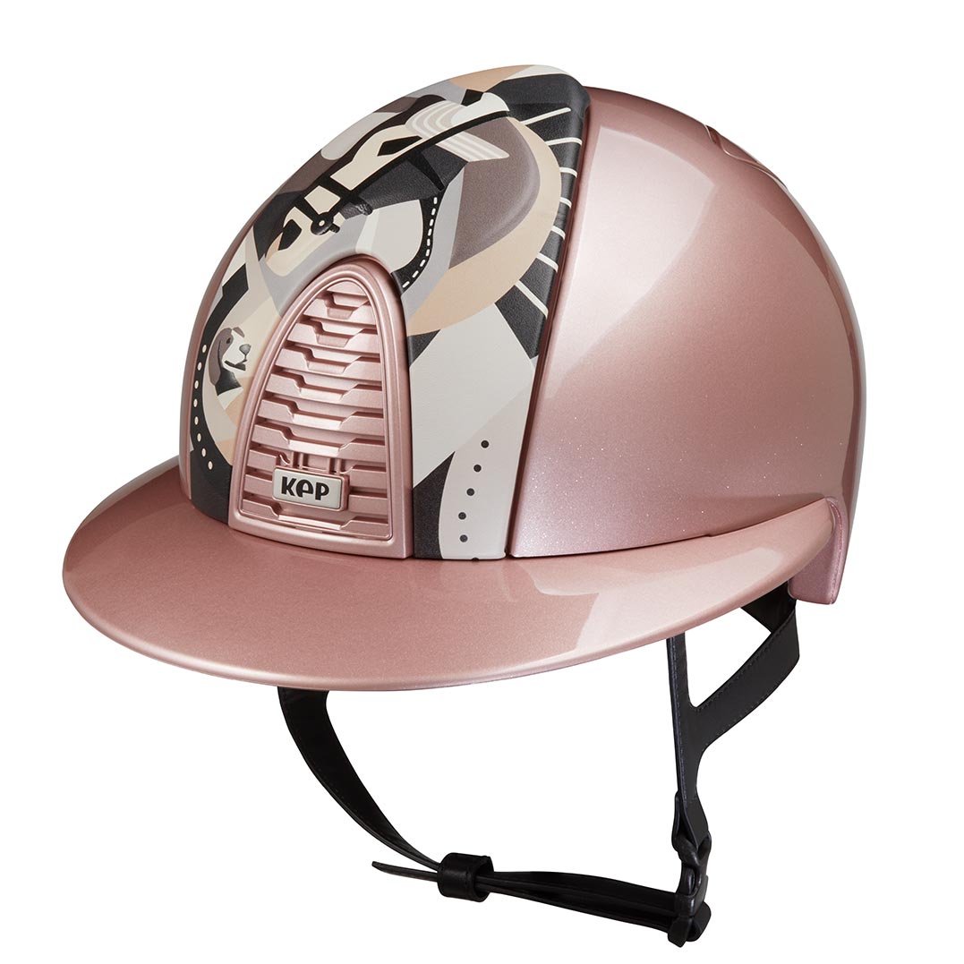 KEP Cromo 2.0 Diamond Pink - Diamond Pink VENT und Polo Visier - PEGASUS Grau Vorderteil Einsatz - Schwarz Beriemung