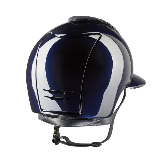 KEP Cromo 2.0 Glänzend Metal Blau - CHROME Rahmen und Untergitter - Glänzend Metal Blau Gitter und KEP Logo - Polo Visier - Vorderteil Einsatz Milano Velvet SHINING Blau