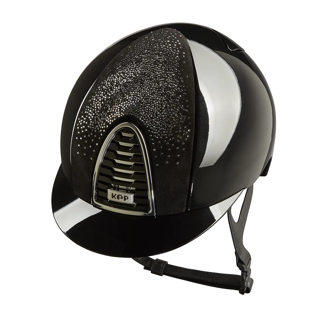 KEP Cromo 2.0 Glänzend Schwarz - CHROME Rahmen, Untergitter und KEP Logo - Glänzend Schwarz Gitter - Vorderteil Einsatz NEBULA Schwarz und Silber