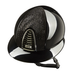 KEP Cromo 2.0 Glänzend Schwarz - CHROME Rahmen, Untergitter und KEP Logo - Glänzend Schwarz Gitter - Vorderteil Einsatz NEBULA Schwarz und Silber - Polo Visier