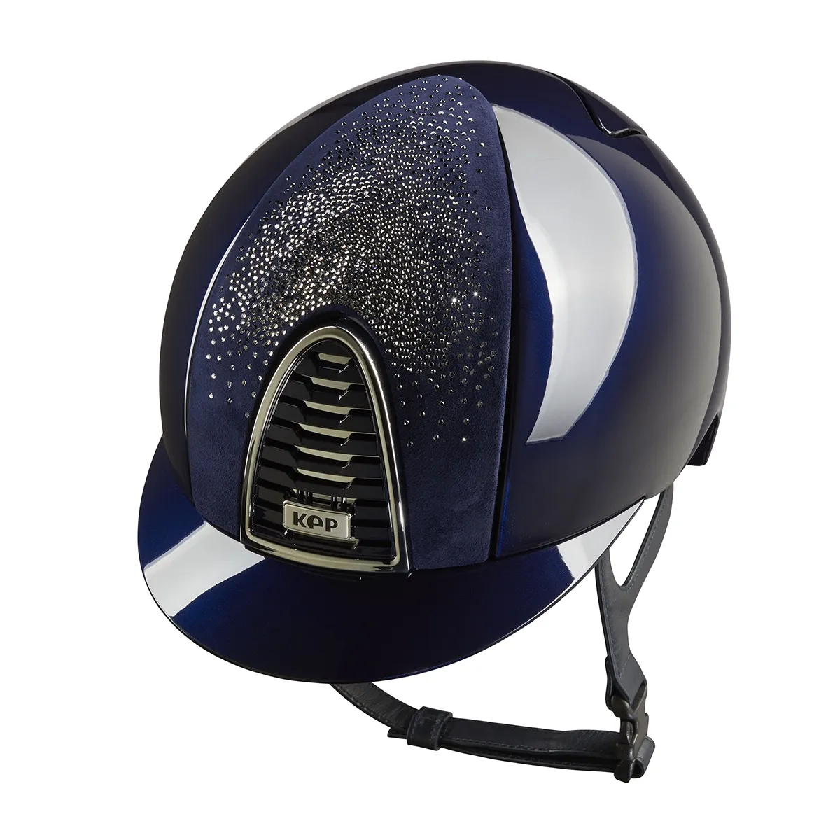 KEP Cromo 2.0 Glänzend Blau - CHROME Rahmen, Untergitter und KEP Logo - Glänzend Blau Gitter - Vorderteil Einsatz NEBULA Blau und Silber