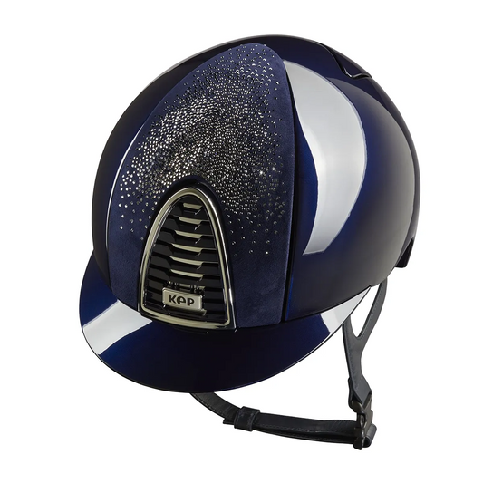 KEP Cromo 2.0 Glänzend Blau - CHROME Rahmen, Untergitter und KEP Logo - Glänzend Blau Gitter - Vorderteil Einsatz NEBULA Blau und Silber