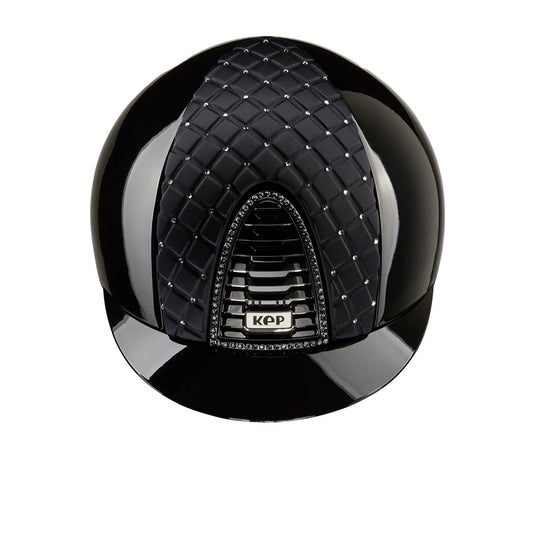 KEP Cromo 2.0 Glänzend Metal Schwarz - Glänzend Schwarz Rahmen mit Silber night Glitzersteinen - Glänzend Schwarz Gitter und KEP Logo - CHROME Untergitter - Milano Schwarz Vorderteil Einsatz mit Silber night Glitzersteinen