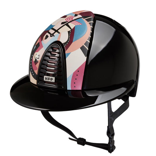 KEP Cromo 2.0 Glänzend Metal Schwarz - Glänzend Metal Schwarz Rahmen, Gitter, KEP Logo und Polo Visier - Metal Bordeaux Untergitter - PEGASUS Pink Vorderteil Einsatz