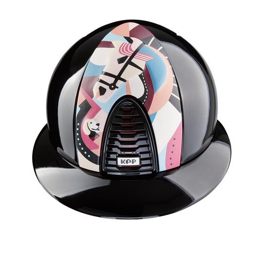 KEP Cromo 2.0 Glänzend Metal Schwarz - Glänzend Metal Schwarz Rahmen, Gitter, KEP Logo und Polo Visier - Metal Bordeaux Untergitter - PEGASUS Pink Vorderteil Einsatz