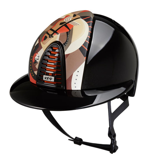 KEP Cromo 2.0 Glänzend Schwarz - Glänzend Schwarz Rahmen, Gitter, KEP Logo und Polo Visier - Tex Orange Untergitter - PEGASUS Orange Vorderteil Einsatz