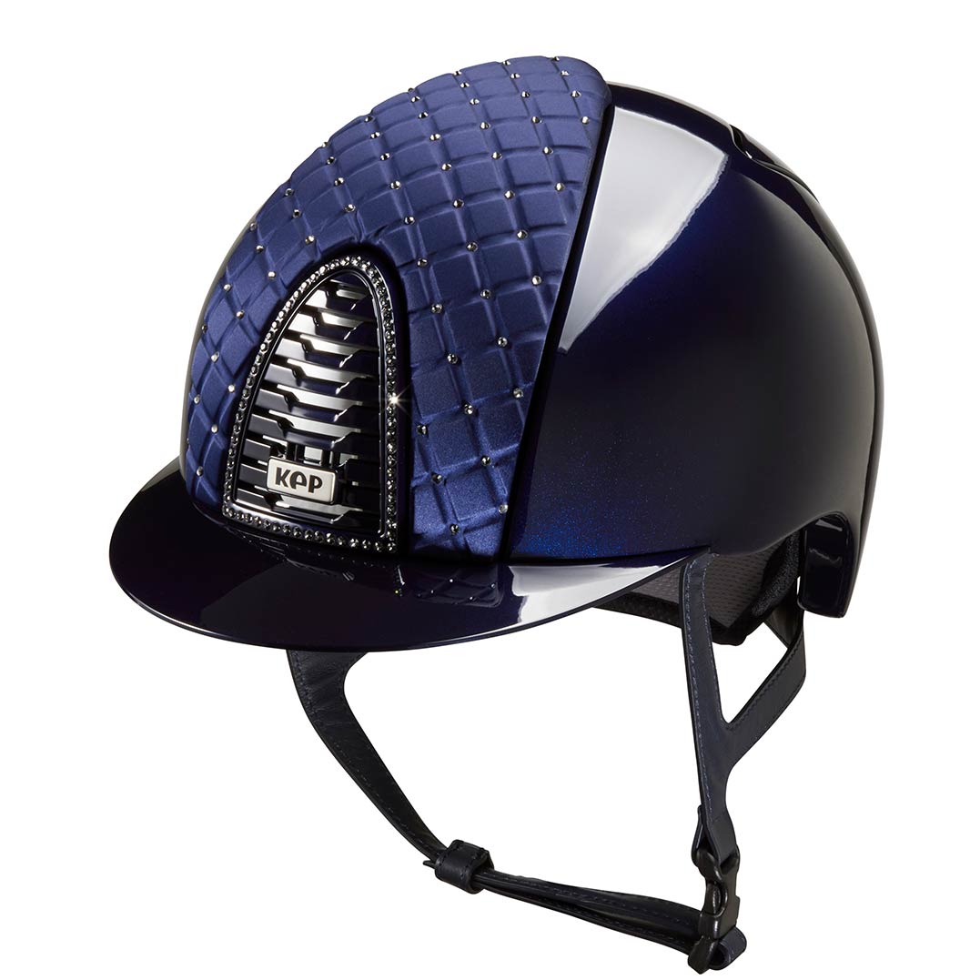KEP Cromo 2.0 Glänzend Blau - Glänzend Blau Rahmen mit Silber night Glitzersteinen - Glänzend Blau Gitter und KEP Logo - CHROME Untergitter - Milano Blau Vorderteil Einsatz mit Silber night Glitzersteinen