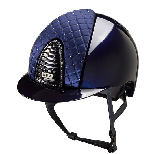 KEP Cromo 2.0 Glänzend Blau - Glänzend Blau Rahmen mit Silber night Glitzersteinen - Glänzend Blau Gitter und KEP Logo - CHROME Untergitter - Milano Blau Vorderteil Einsatz mit Silber night Glitzersteinen