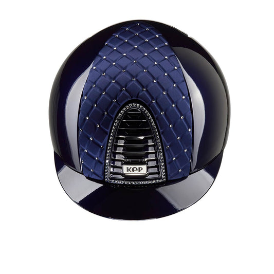 KEP Cromo 2.0 Glänzend Blau - Glänzend Blau Rahmen mit Silber night Glitzersteinen - Glänzend Blau Gitter und KEP Logo - CHROME Untergitter - Milano Blau Vorderteil Einsatz mit Silber night Glitzersteinen
