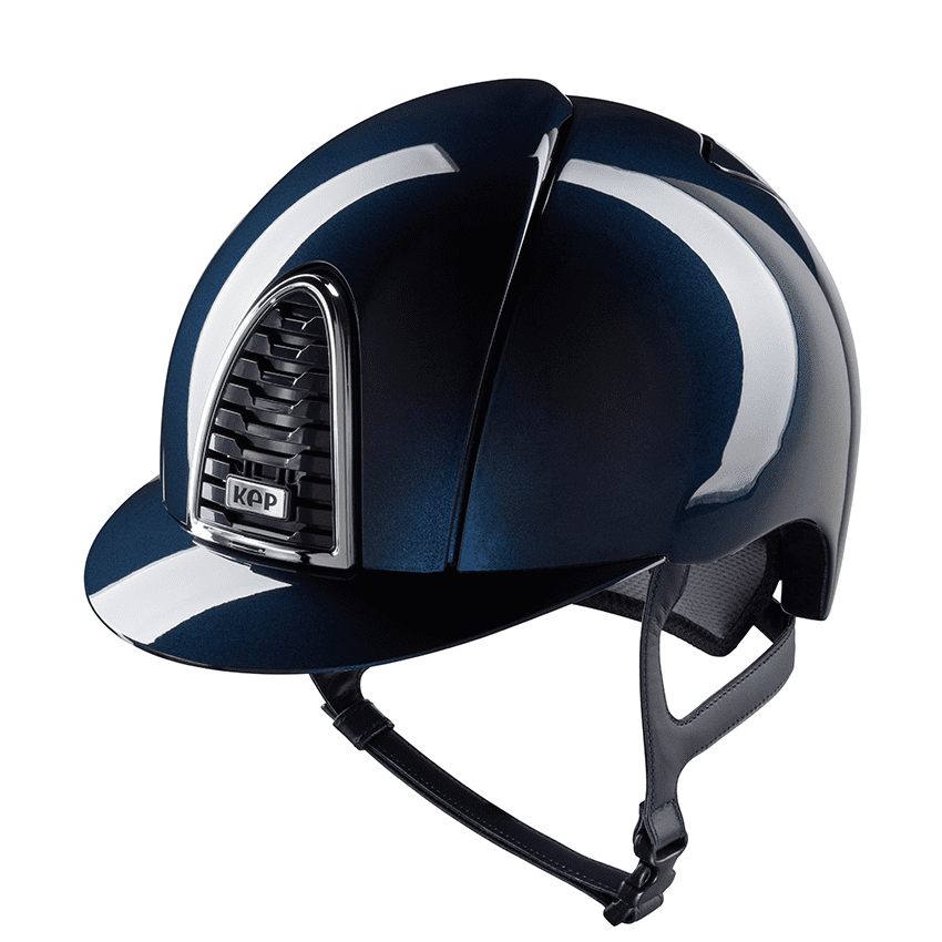 KEP Cromo 2.0 Shine Blau - CHROME Rahmen - Raw Blau Gitter, Untergitter und KEP Logo - Shine Blau Visier