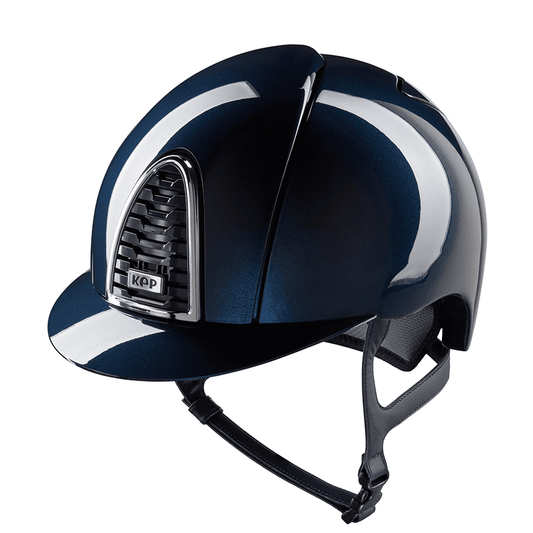KEP Cromo 2.0 Shine Blau - CHROME Rahmen - Raw Blau Gitter, Untergitter und KEP Logo - Shine Blau Visier