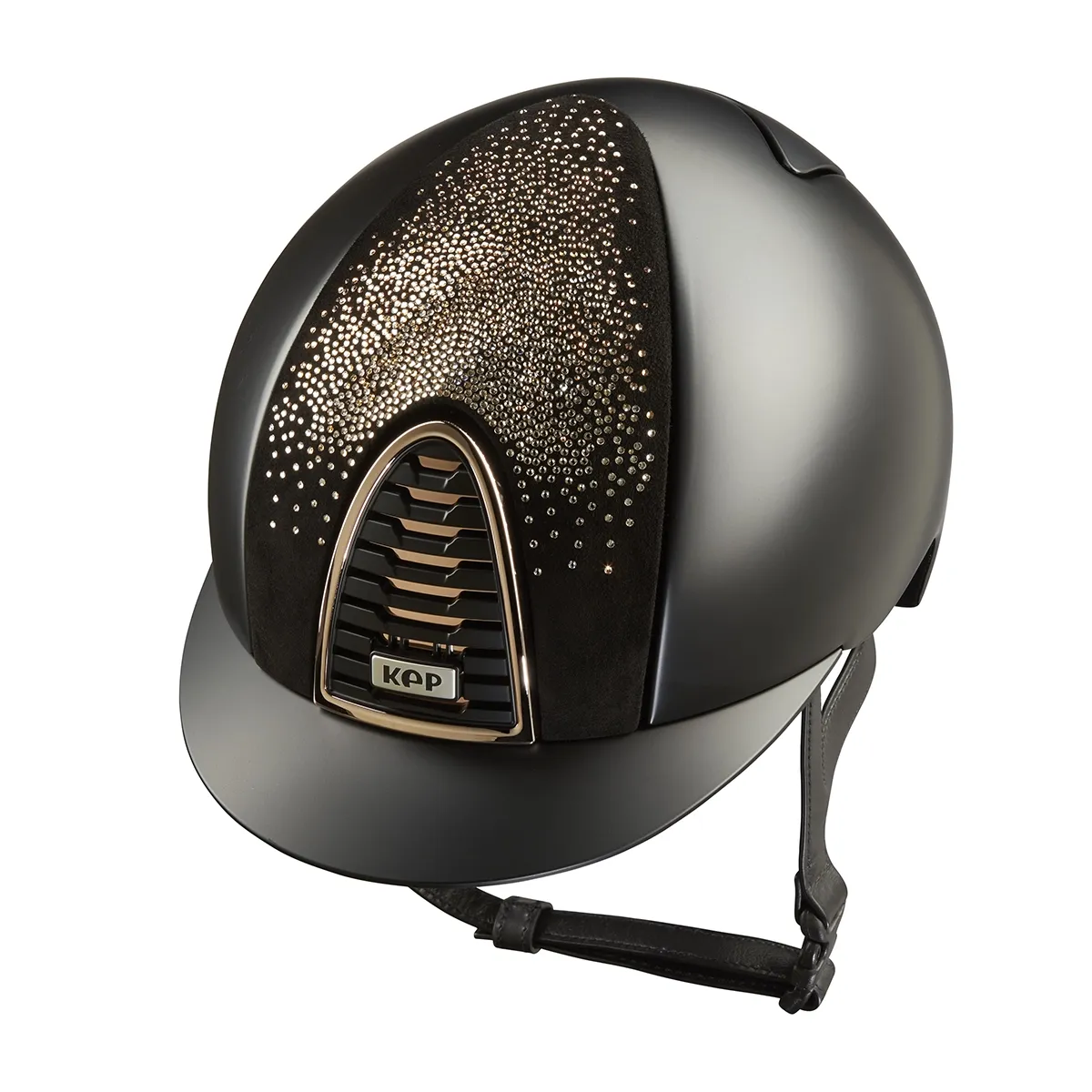 KEP Cromo 2.0 Textile Schwarz - ROSE GOLD Rahmen und Untergitter - Textile Schwarz Gitter und KEP Logo - Vorderteil Einsatz NEBULA Schwarz und ROSE GOLD