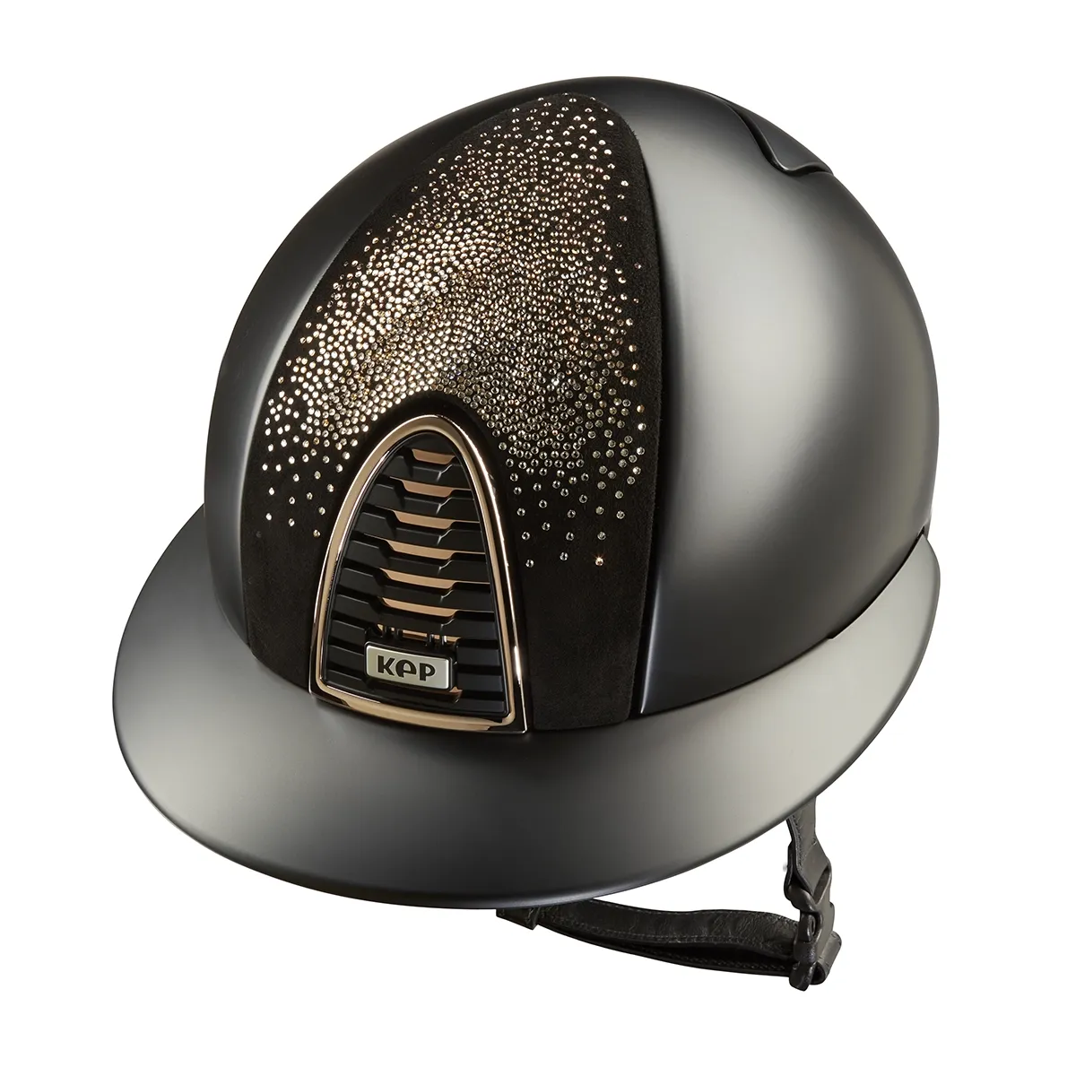 KEP Cromo 2.0 Textile Schwarz - ROSE GOLD Rahmen und Untergitter - Textile Schwarz Gitter und KEP Logo - Vorderteil Einsatz NEBULA Schwarz und ROSE GOLD - Polo Visier